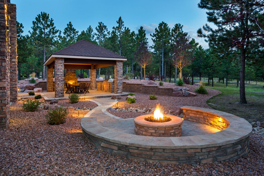 Outdoor living Space and Patio. Patio with Fire Pit